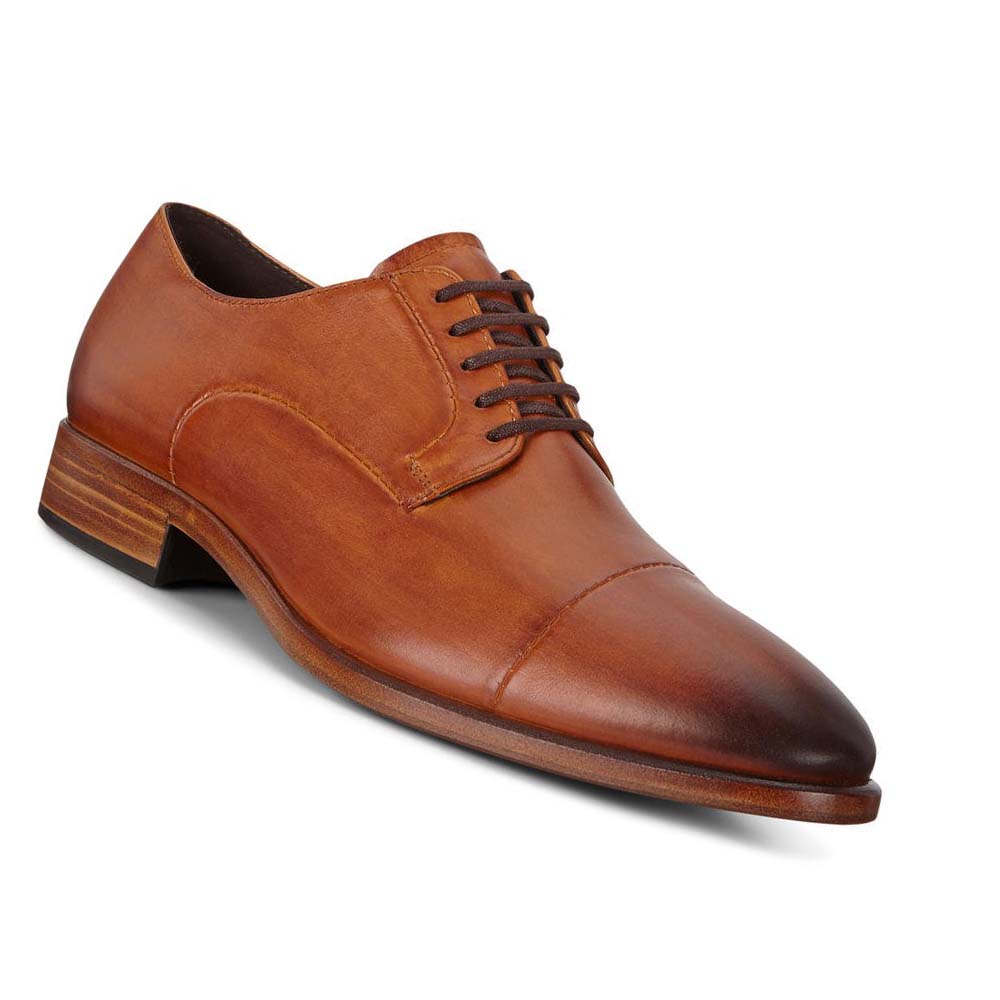 Men's Ecco Vitrus Mondial Cap-toe Derby Dress Shoes Orange | Canada 539ZUT